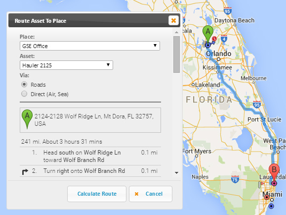 GSatTrack Asset Routing